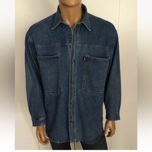 Results Team LMTO Vtg Blue Denim Oversized Shirt Size L